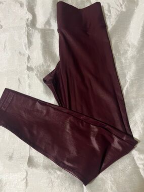 Carbon Faux Leather Leggings - Deep Burgundy